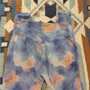 BuffBunny printed leggings in Blue and Peach